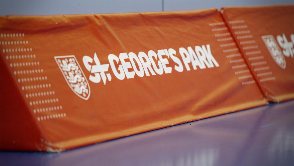 Orange St. George's Park branded banner close-up