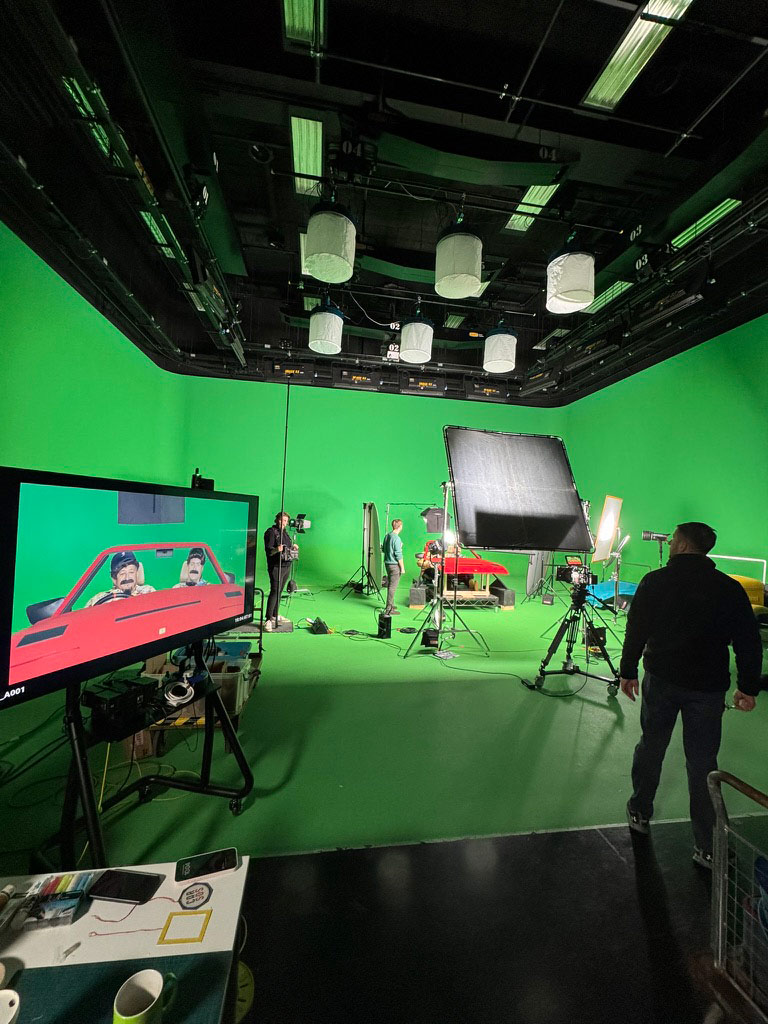 Car Ad Green Screen TV car ad being recorded in front of a green screen studio