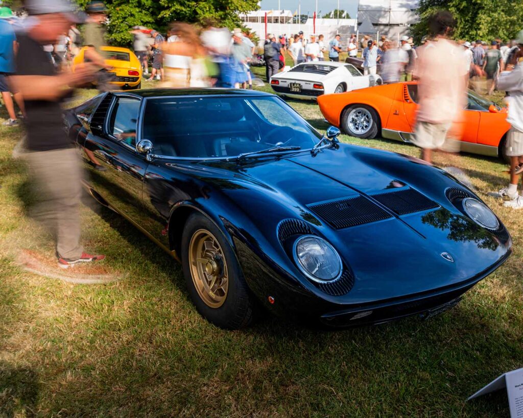 Classic Lamborghini Miura Classic black Lamborghini Miura at outdoor car show