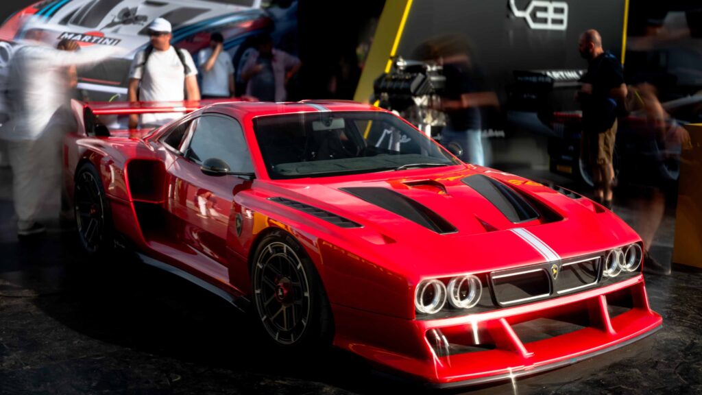 Red Ferrari Race Car Red Ferrari race car on display at motorsport event